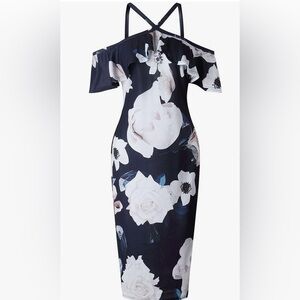 Off Shoulder Evening Dress | Navy Blue | Size L